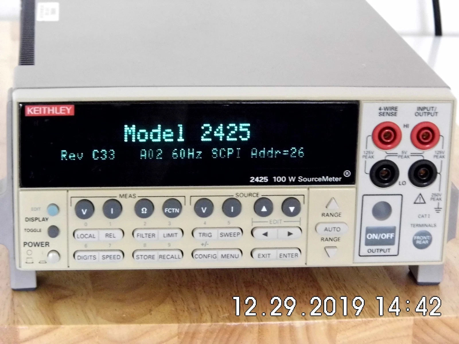 Keithley 2425 100Vdc 3A 100W DC SourceMeter w/ shelf expired NIST cal and data Keithley 2425 100Vdc 3A 100W DC SourceMeter w/ shelf expired NIST cal and data